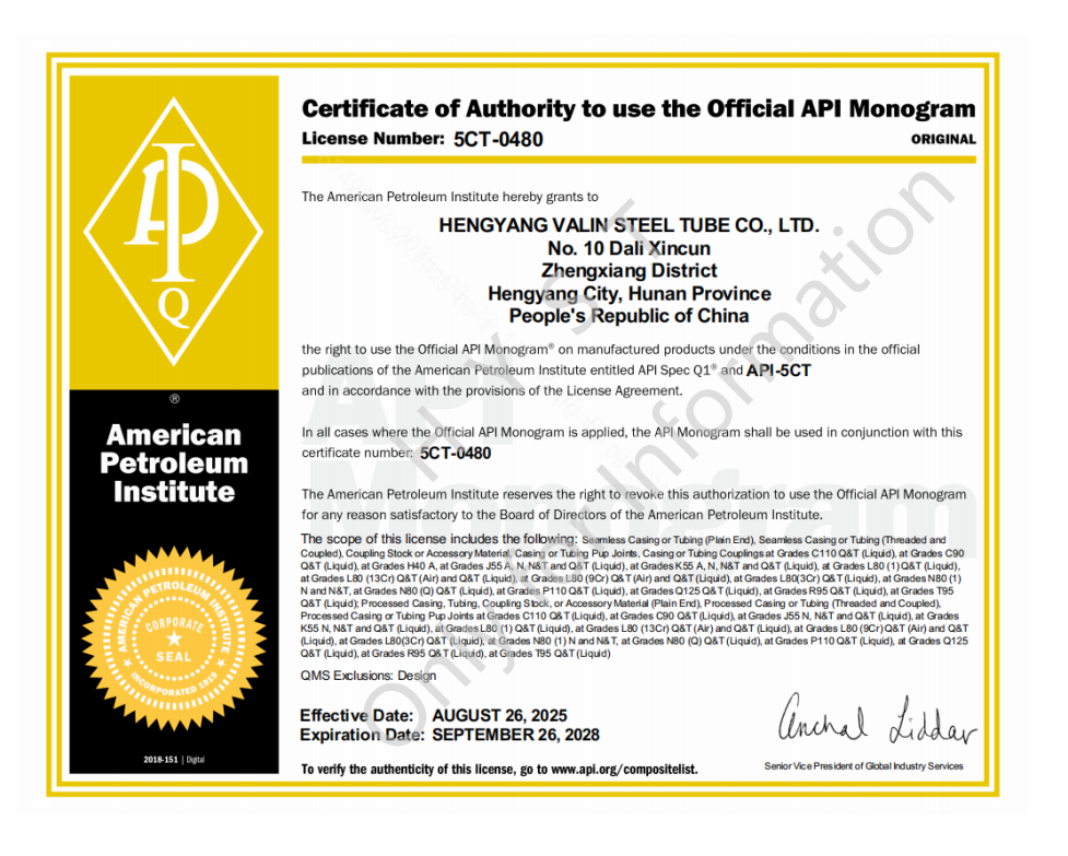 API 5CT Certificate